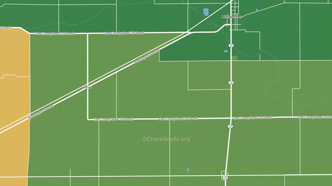 Avery, IN Map of Vehicle Theft Rates