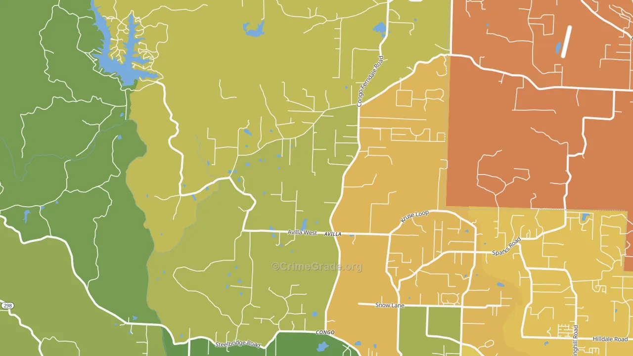 Avilla, AR Map of Vehicle Theft Rates