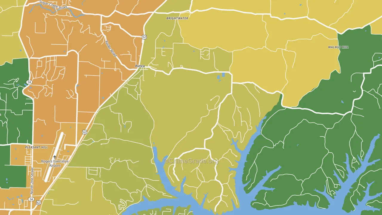 Avoca, AR Map of Vehicle Theft Rates