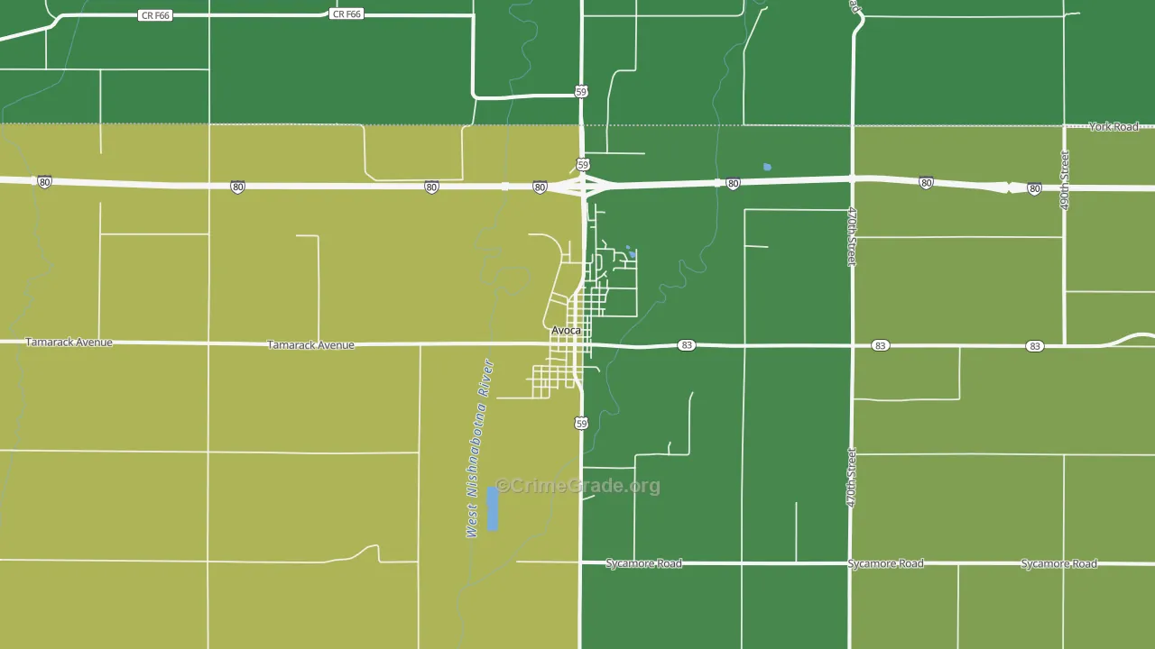 Avoca, IA Map of Vehicle Theft Rates