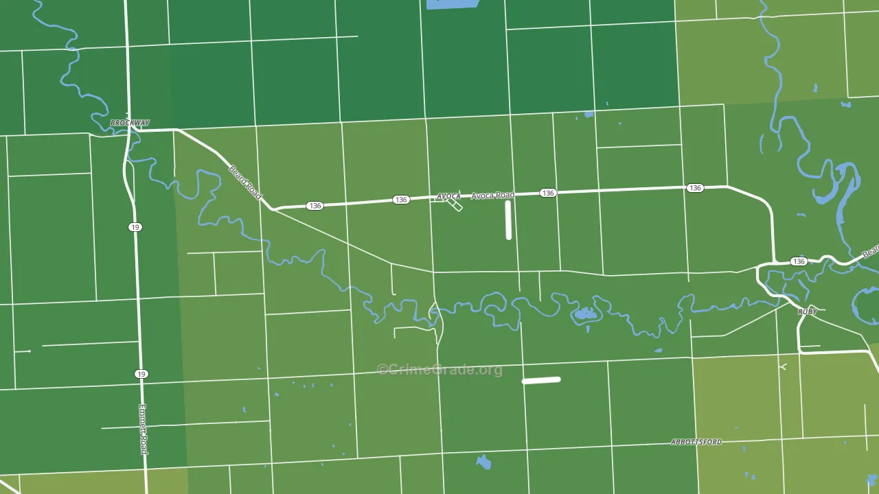 Avoca, MI Map of Vehicle Theft Rates