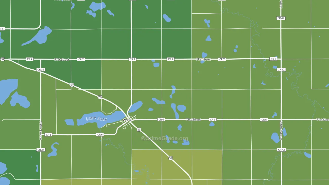 Avoca, MN Map of Vehicle Theft Rates
