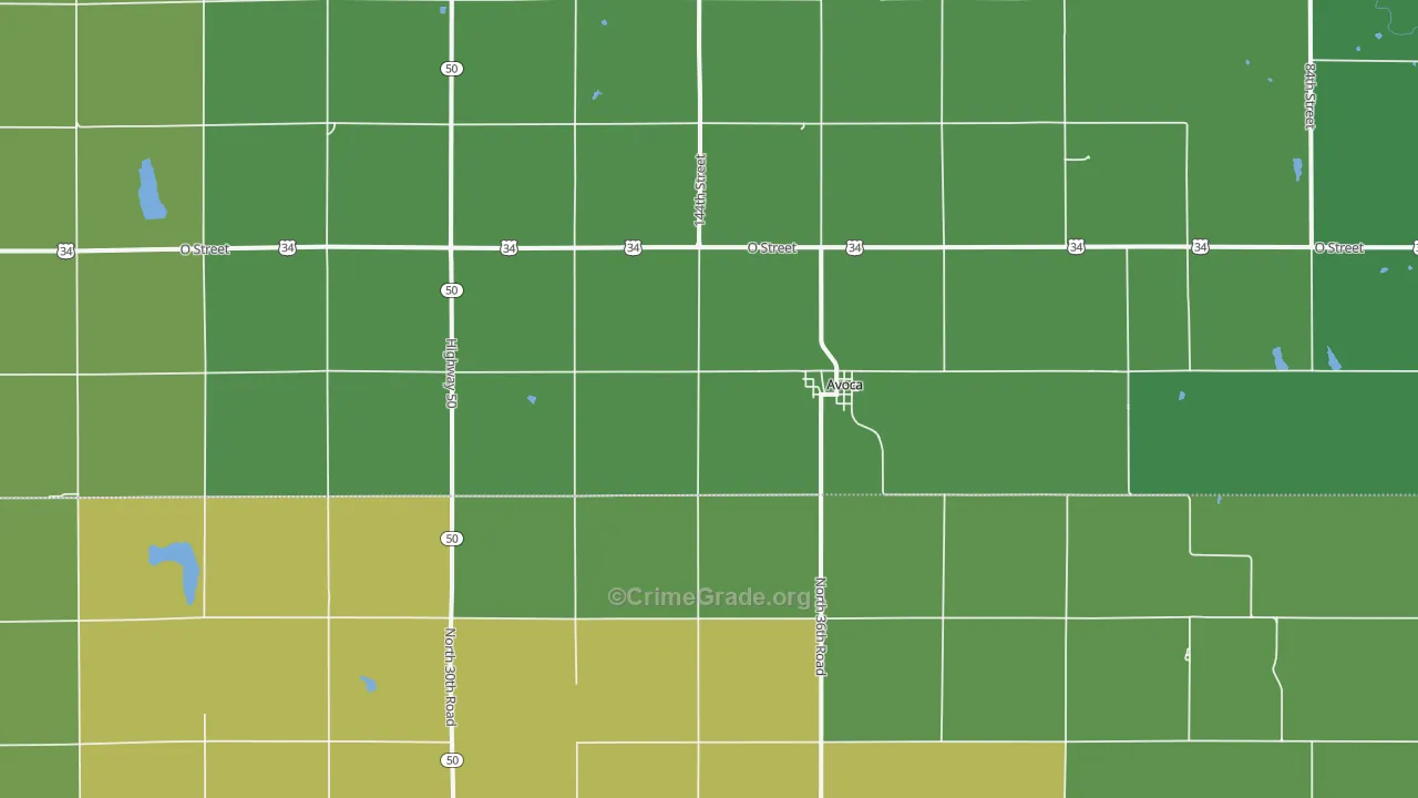 Avoca, NE Map of Vehicle Theft Rates