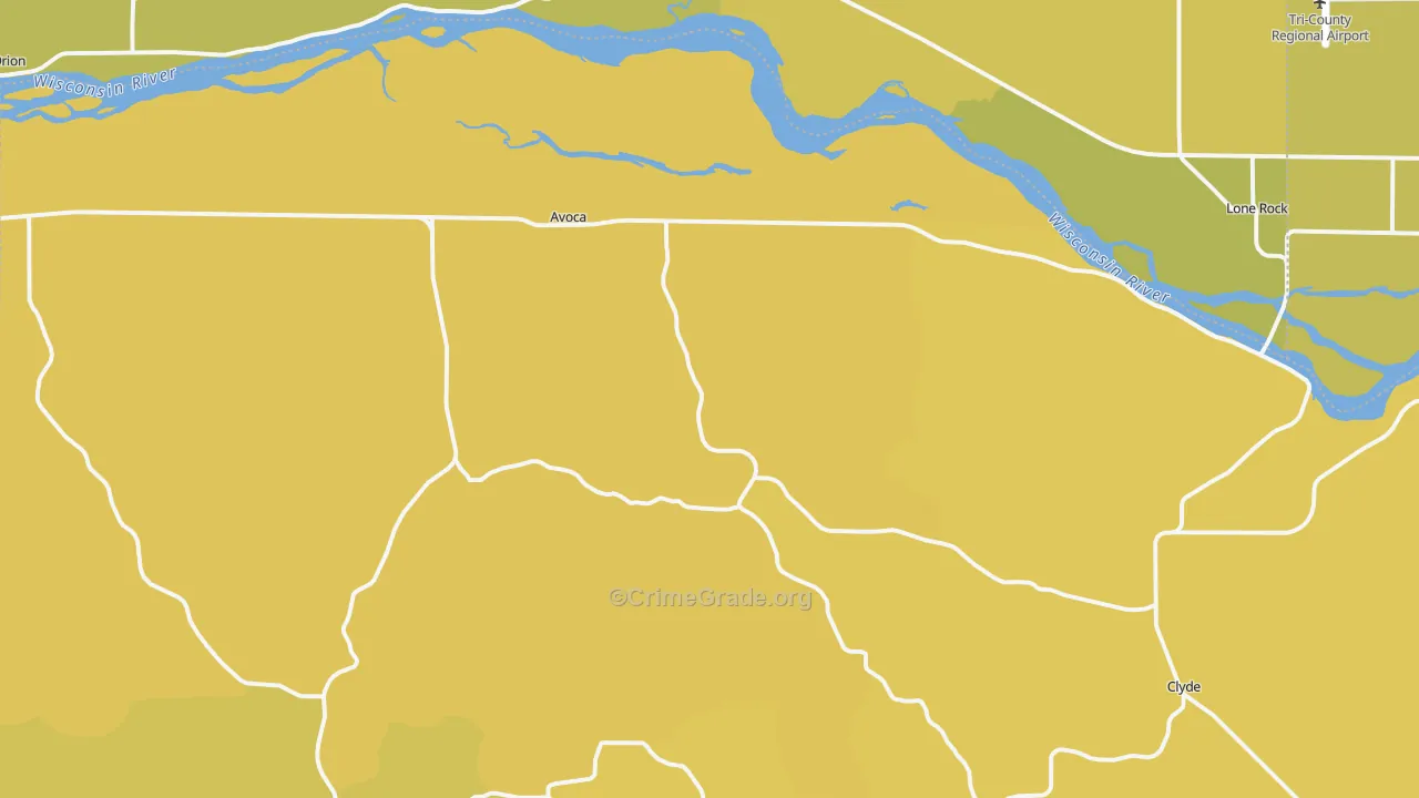 Avoca, WI Map of Vehicle Theft Rates