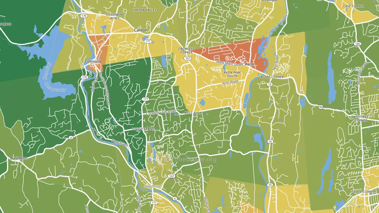 Avon, CT Map of Vehicle Theft Rates