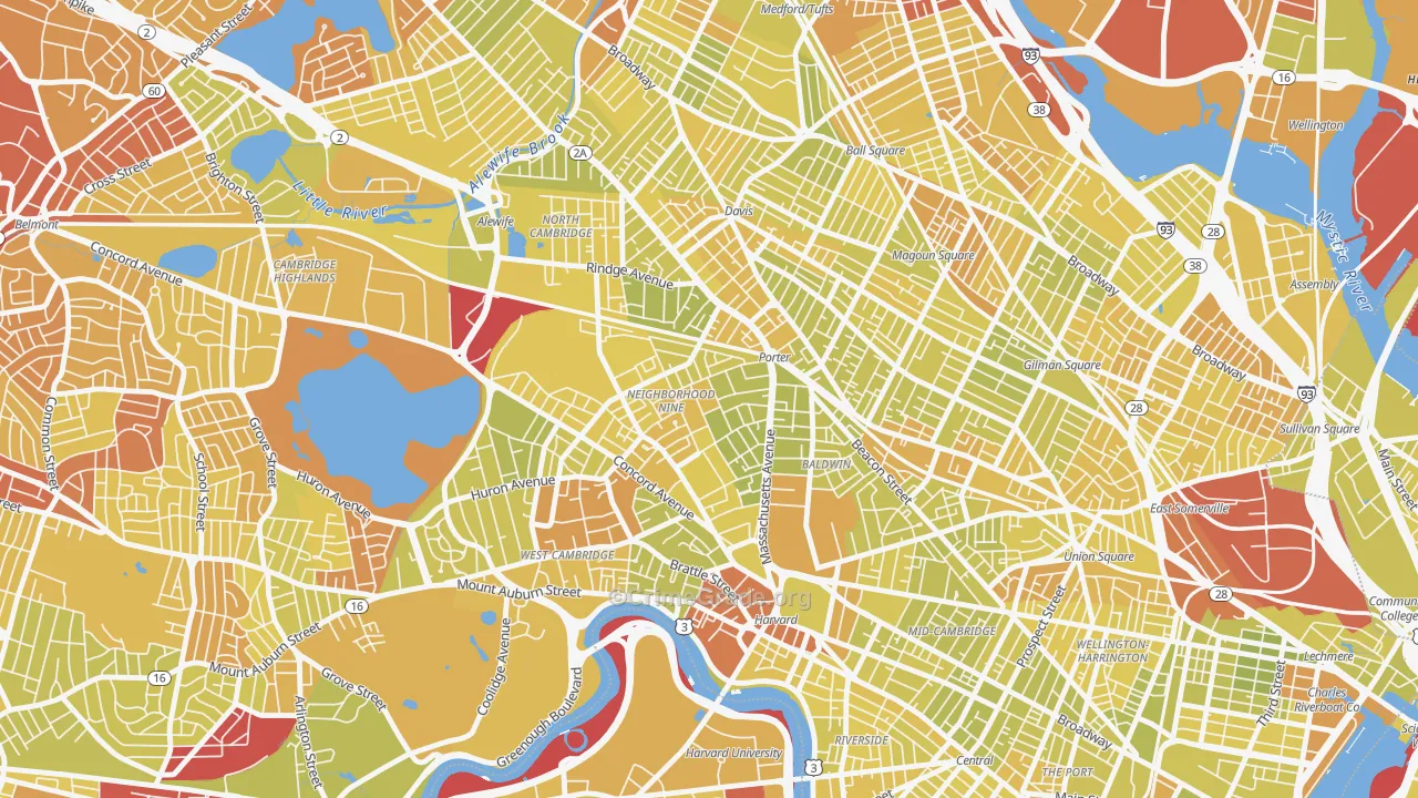 Avon Hill, Cambridge, MA Map of Vehicle Theft Rates