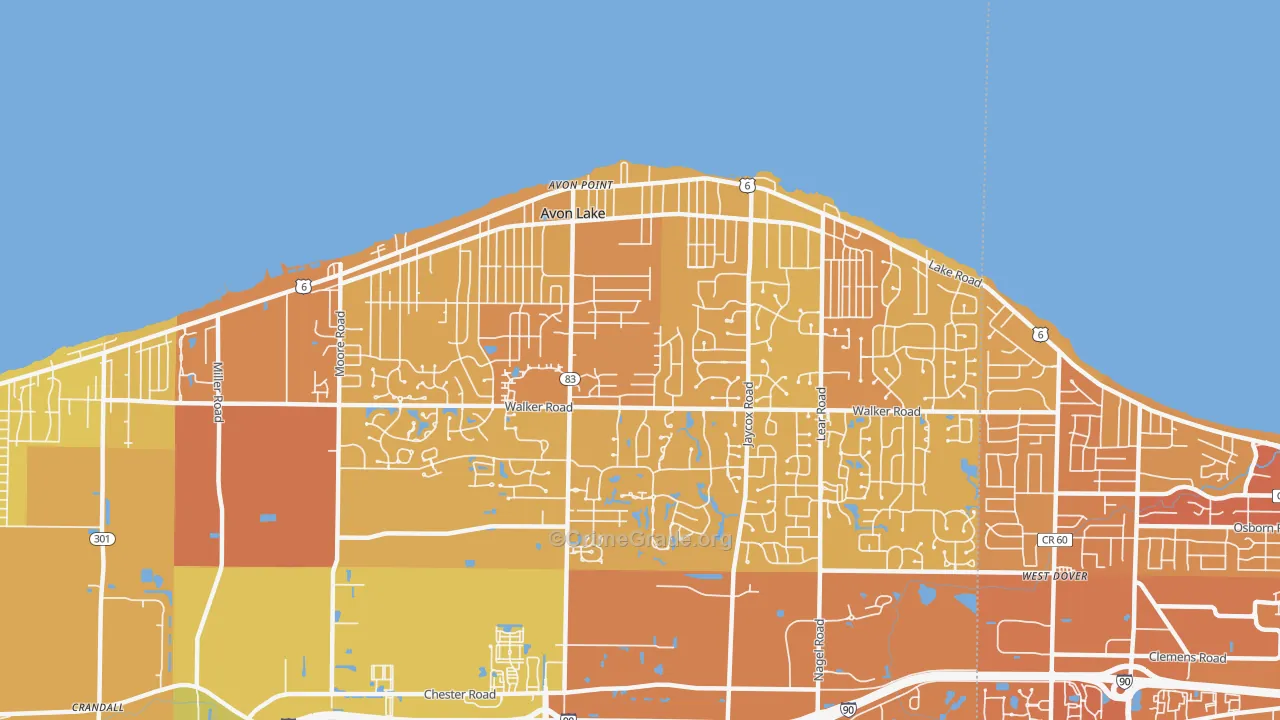 Avon Lake, OH Map of Vehicle Theft Rates
