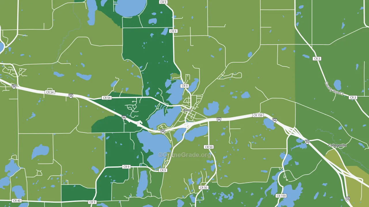 Avon, MN Map of Vehicle Theft Rates