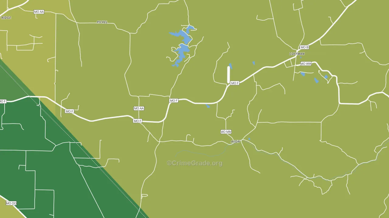 Avon, MO Map of Vehicle Theft Rates