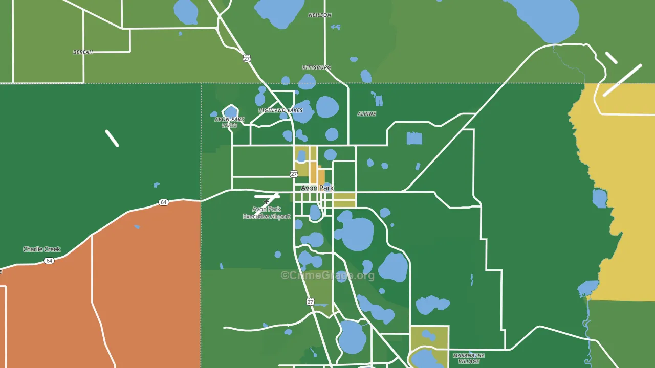 Avon Park, FL Map of Vehicle Theft Rates