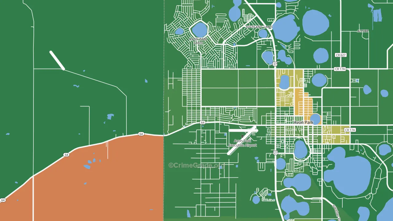 Avon Park Lakes, FL Map of Vehicle Theft Rates