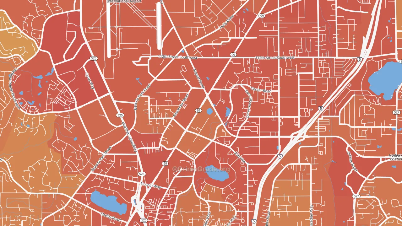 Avondale, Everett, WA Map of Vehicle Theft Rates
