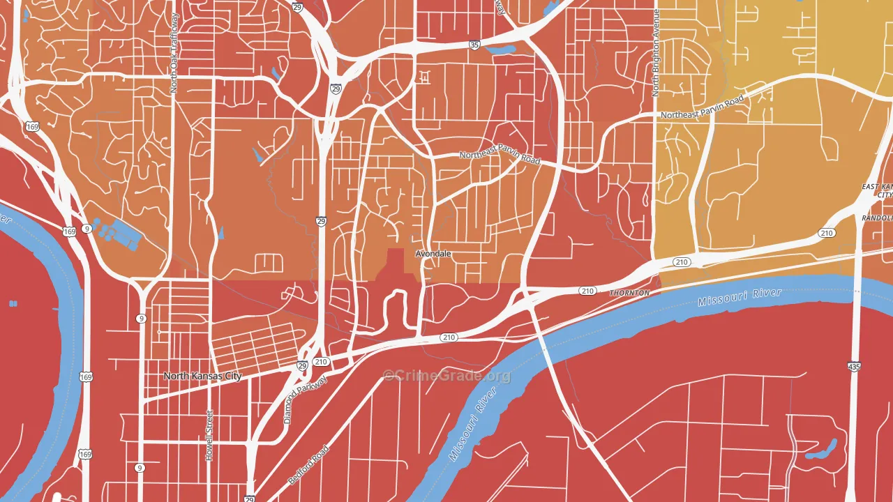 Avondale, MO Map of Vehicle Theft Rates