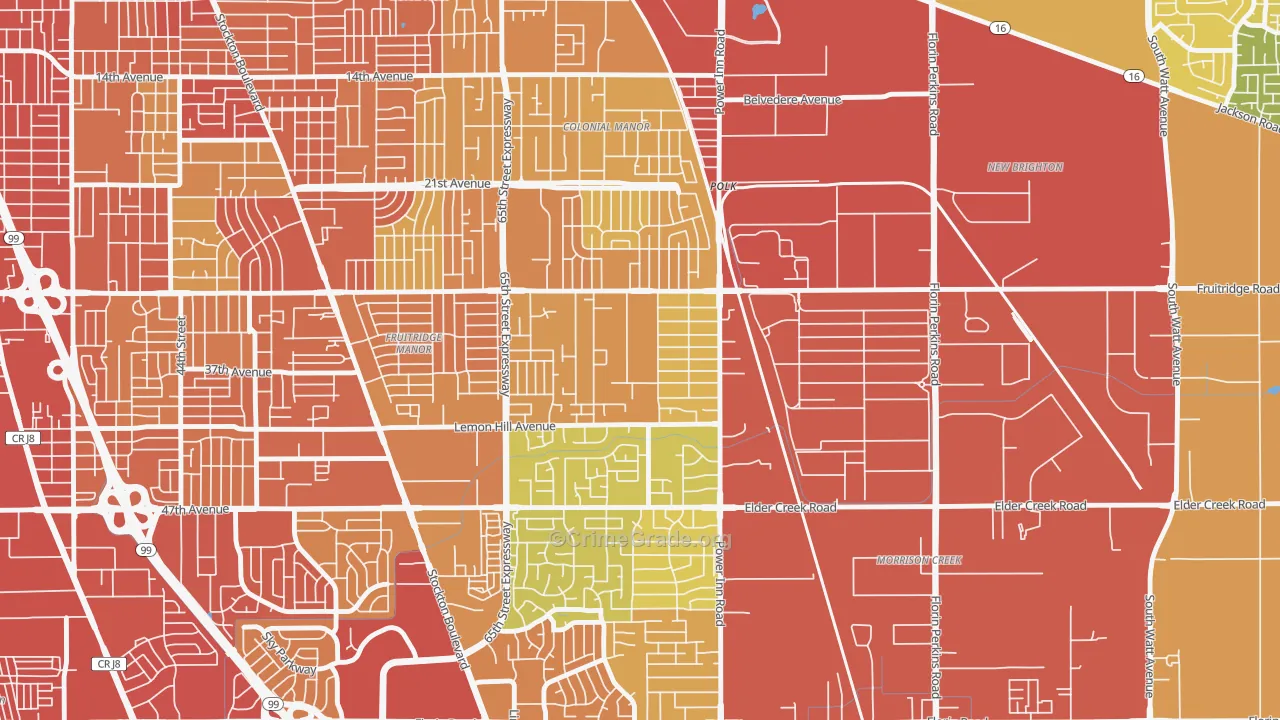 Avondale, Sacramento, CA Map of Vehicle Theft Rates