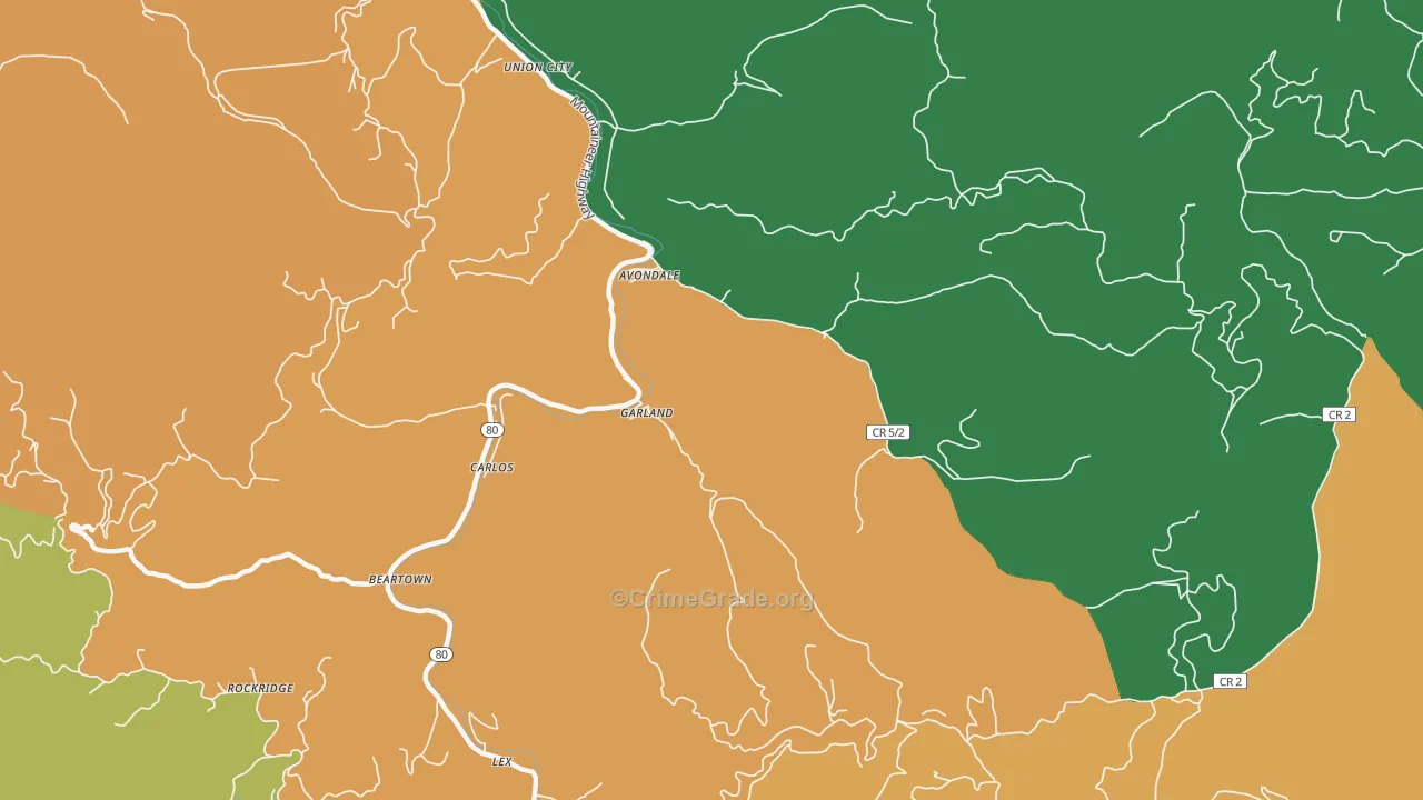Avondale, WV Map of Vehicle Theft Rates