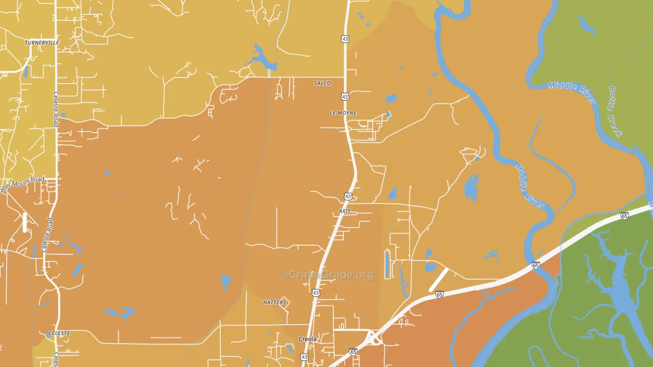 Axis, AL Map of Vehicle Theft Rates