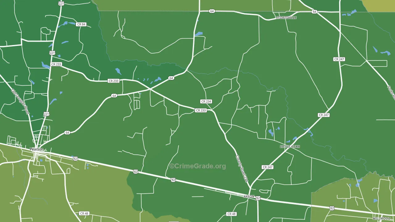 Axson, GA Map of Vehicle Theft Rates