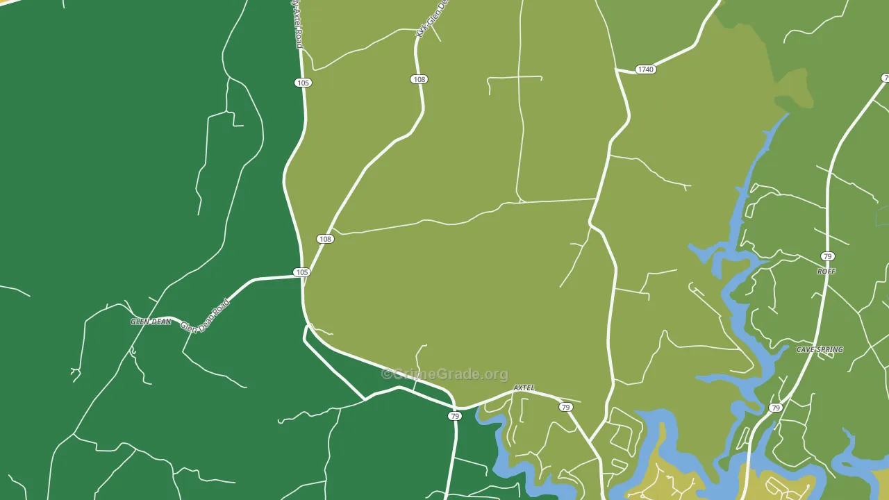 Axtel, KY Map of Vehicle Theft Rates