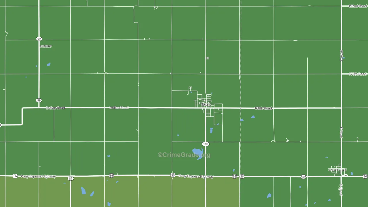 Axtell, KS Map of Vehicle Theft Rates