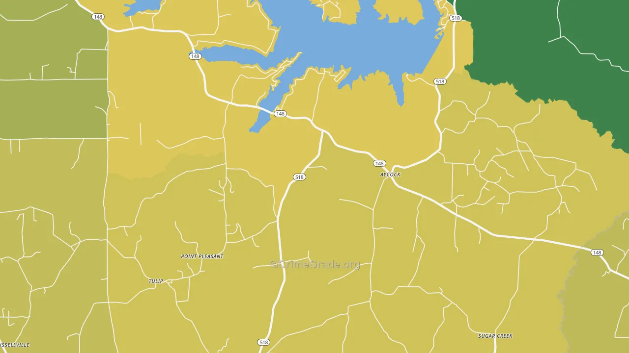 Aycock, LA Map of Vehicle Theft Rates