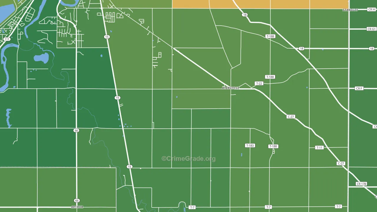 Ayersville, OH Map of Vehicle Theft Rates