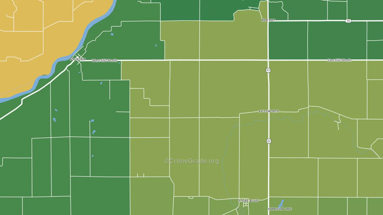Aylesworth, IN Map of Vehicle Theft Rates