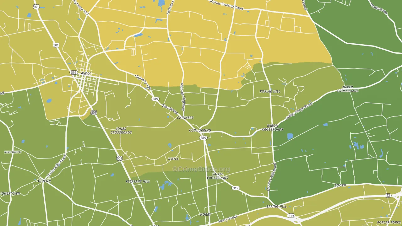 Aynor, SC Map of Vehicle Theft Rates