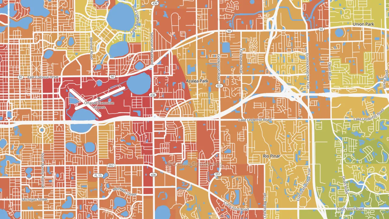 Azalea Park, FL Map of Vehicle Theft Rates