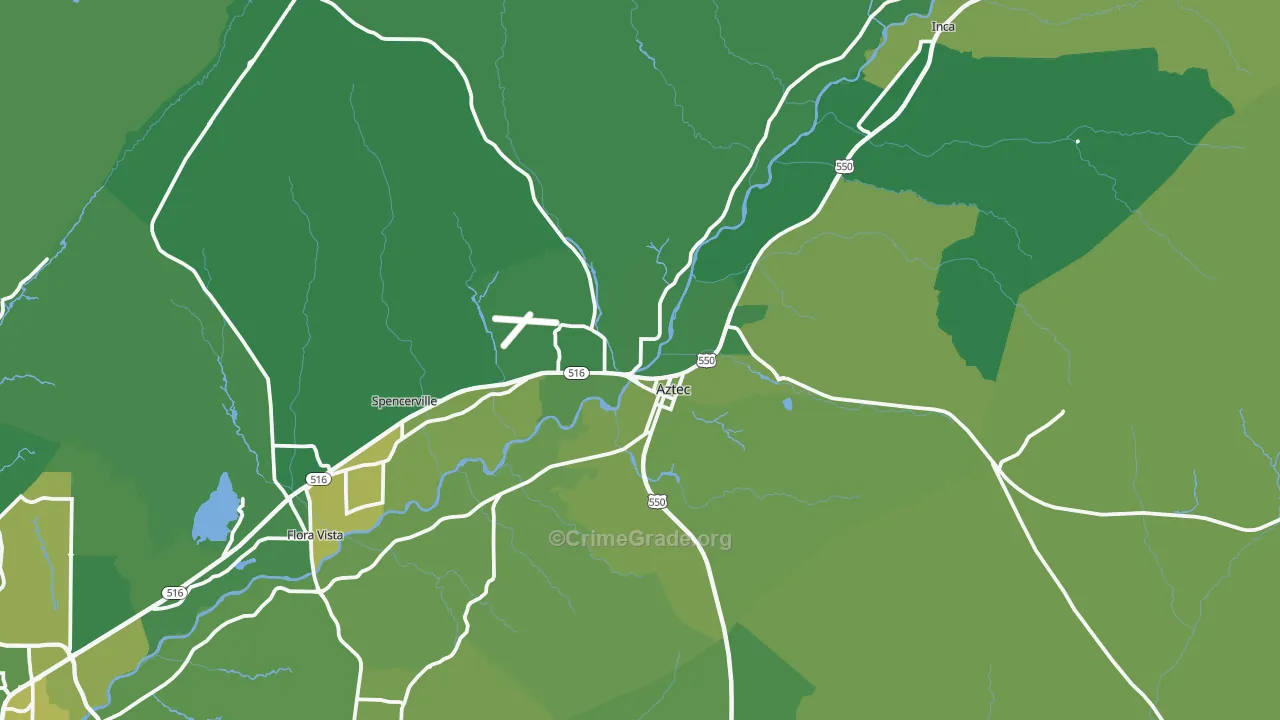 Aztec, NM Map of Vehicle Theft Rates