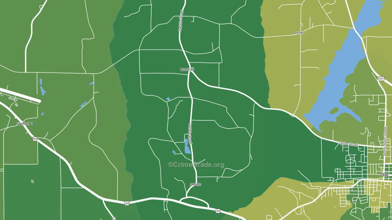 Babbie, AL Map of Vehicle Theft Rates