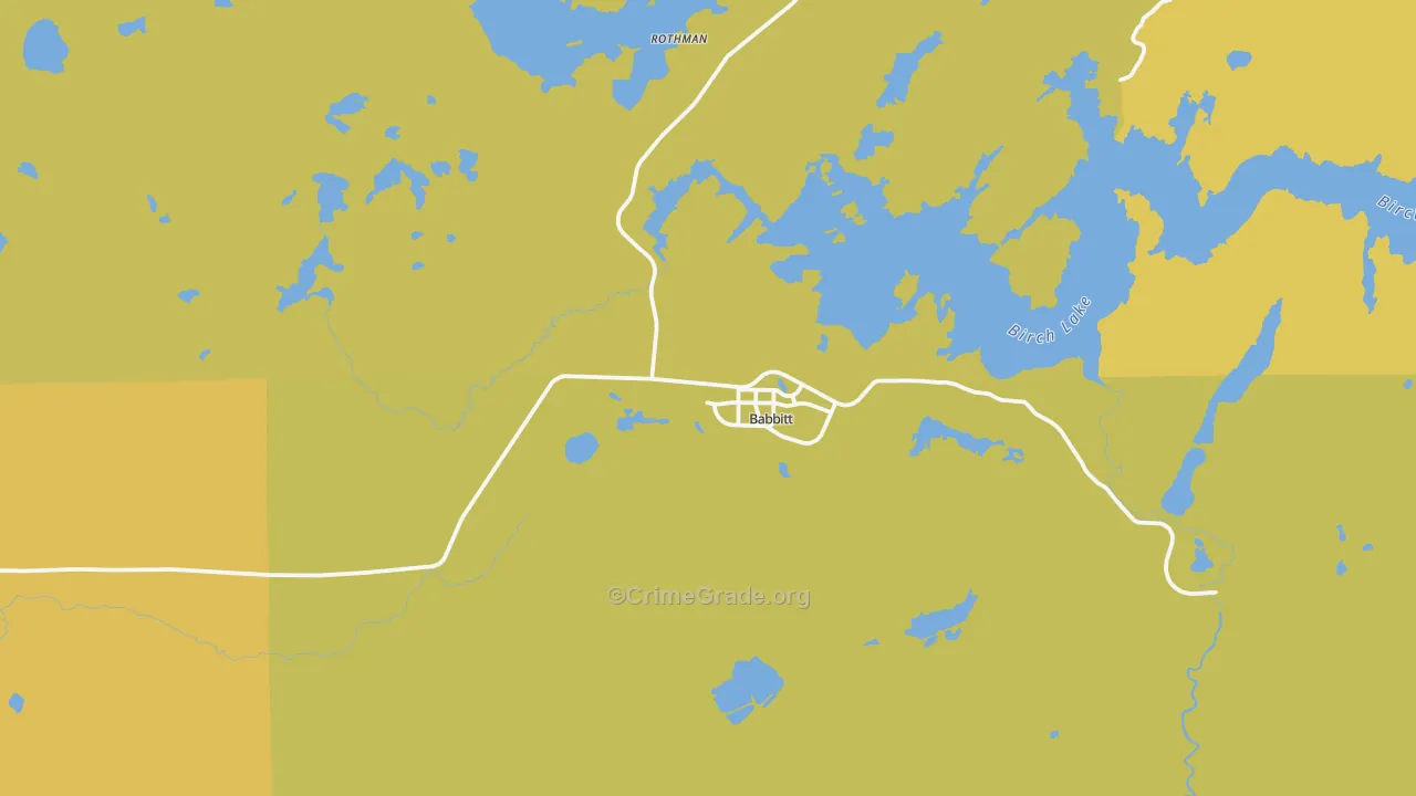Babbitt, MN Map of Vehicle Theft Rates