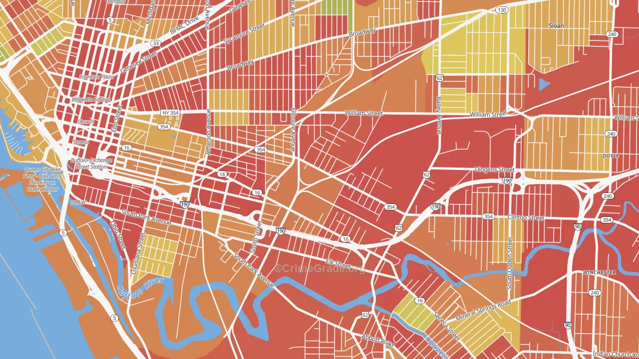 Babcock, Buffalo, NY Map of Vehicle Theft Rates