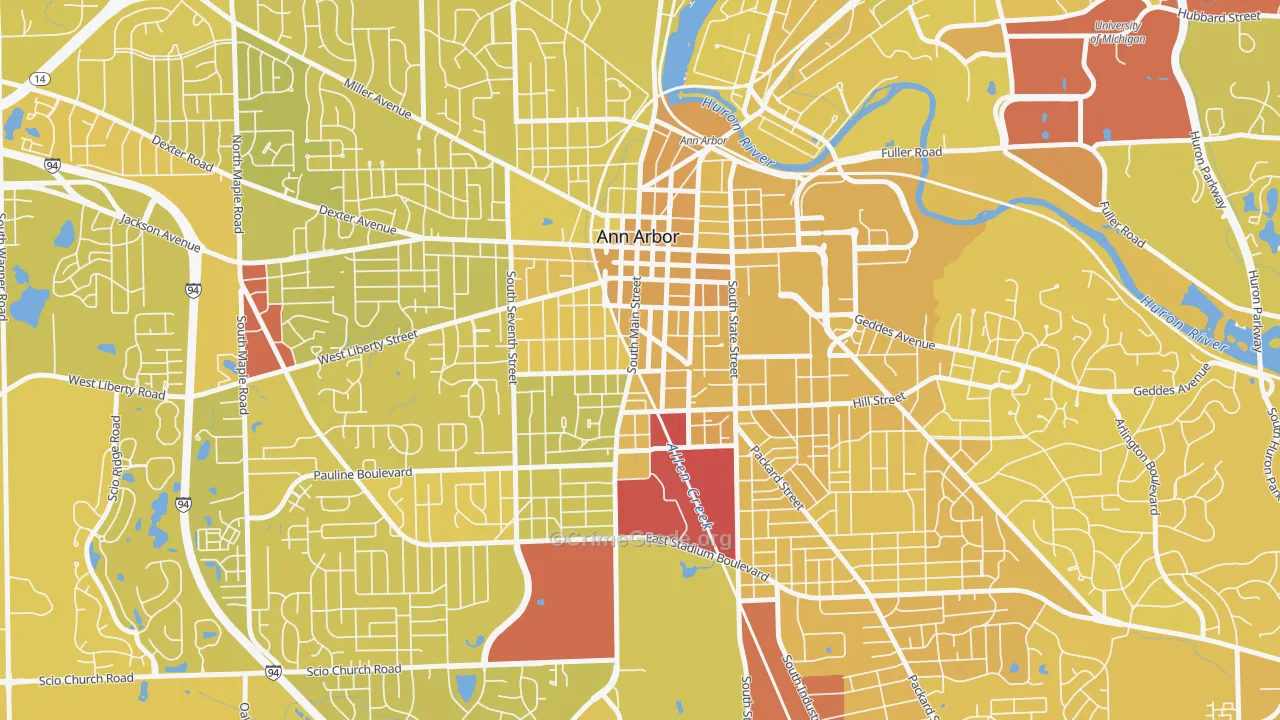 Bach, Ann Arbor, MI Map of Vehicle Theft Rates