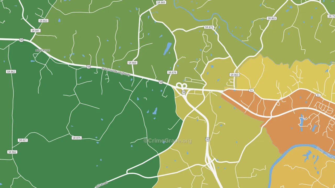 Bachelors Hall, VA Map of Vehicle Theft Rates