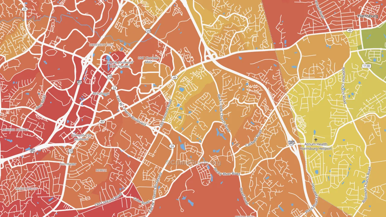 Back Creek Church Road, Charlotte, NC Map of Vehicle Theft Rates