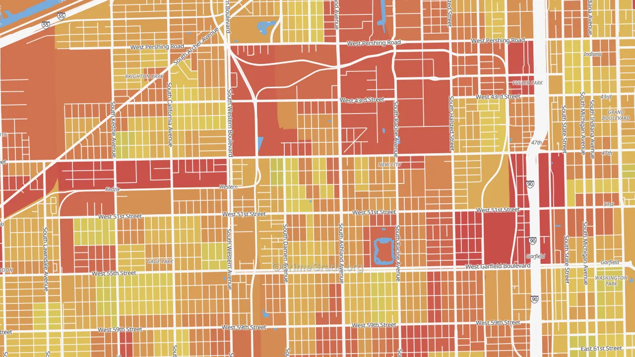 Back of the Yards, Chicago, IL Map of Vehicle Theft Rates