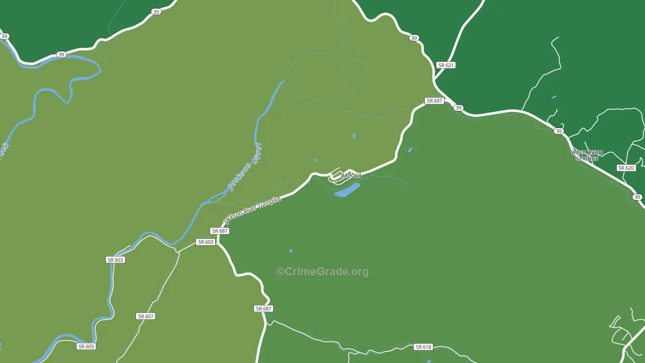 Bacova, VA Map of Vehicle Theft Rates