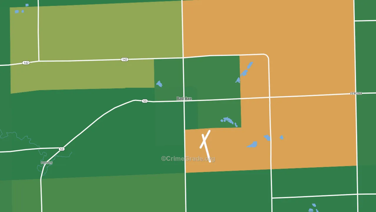 Bad Axe, MI Map of Vehicle Theft Rates