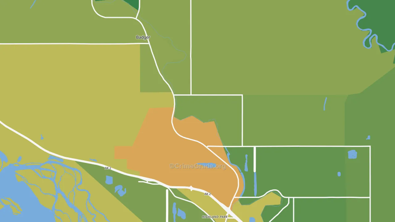 Badger, AK Map of Vehicle Theft Rates