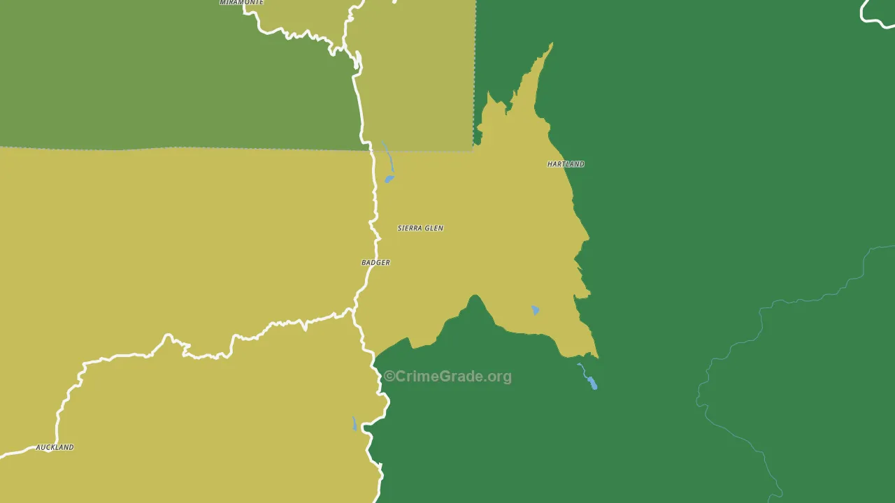 Badger, CA Map of Vehicle Theft Rates