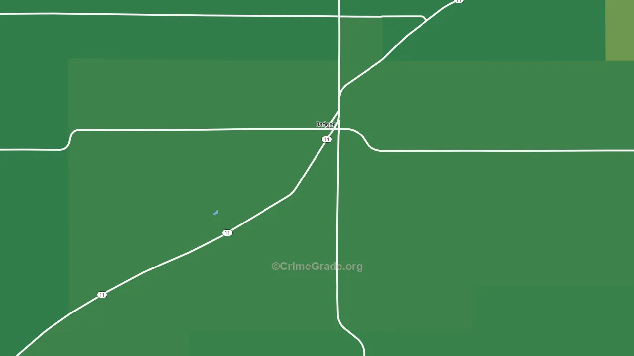 Badger, MN Map of Vehicle Theft Rates