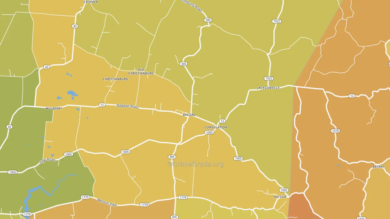 Bagdad, KY Map of Vehicle Theft Rates