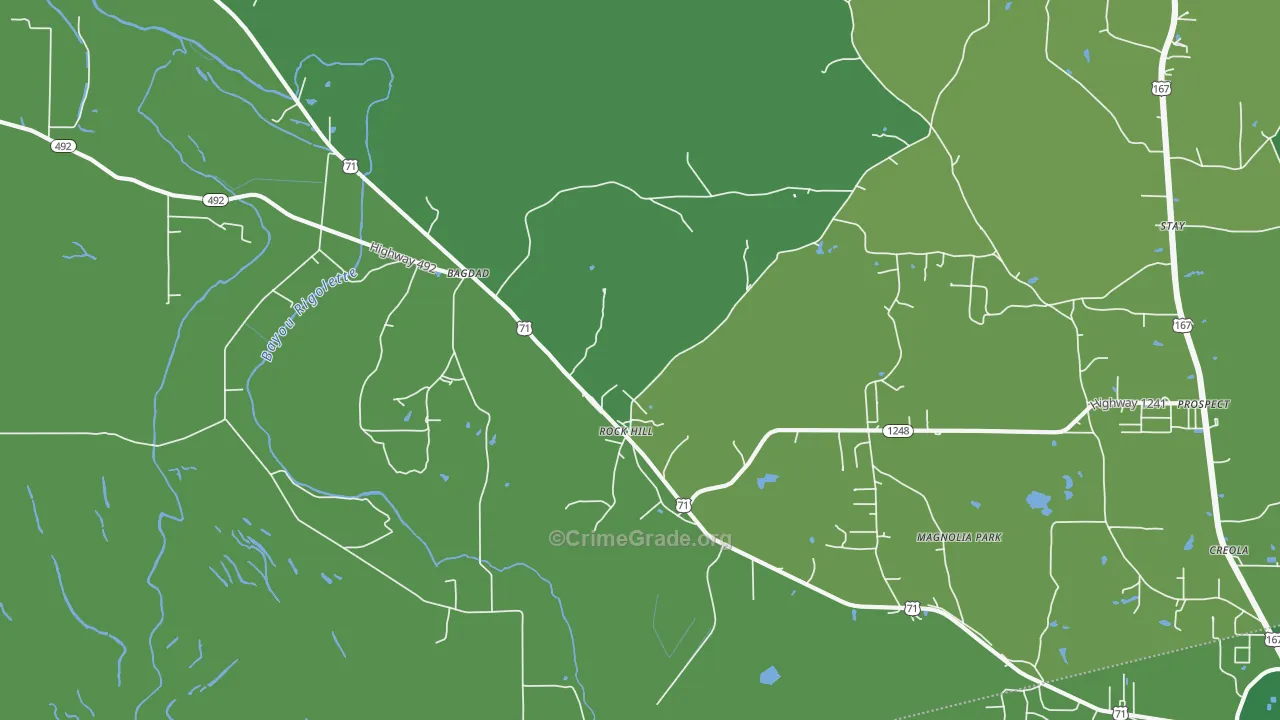Bagdad, LA Map of Vehicle Theft Rates