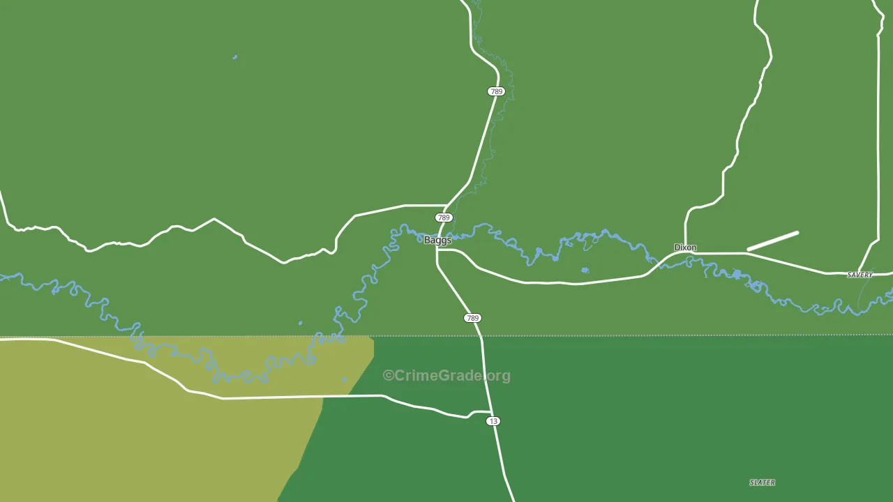 Baggs, WY Map of Vehicle Theft Rates