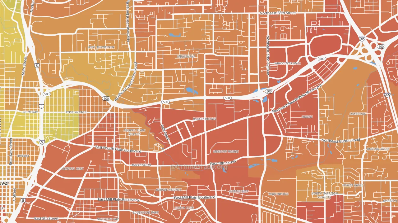Bagley Downs, Vancouver, WA Map of Vehicle Theft Rates