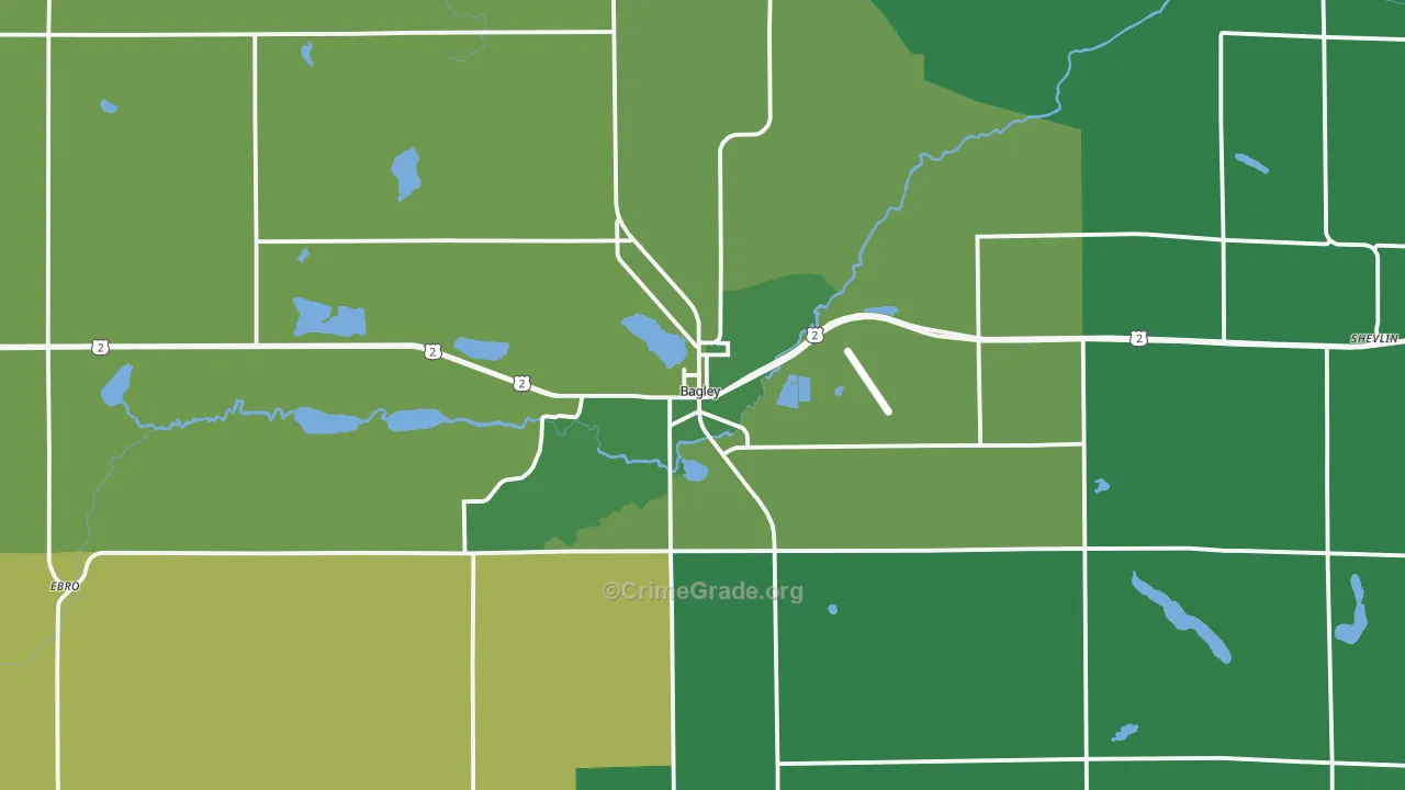 Bagley, MN Map of Vehicle Theft Rates