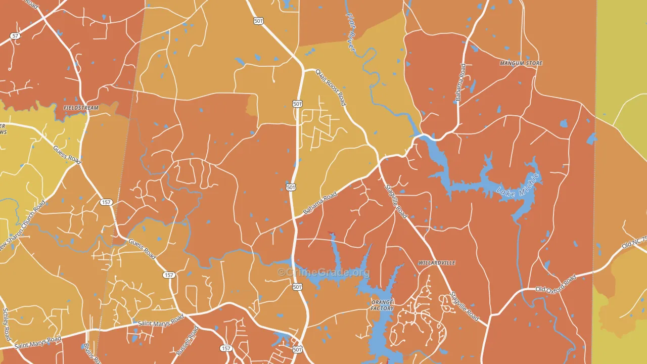 Bahama, NC Map of Vehicle Theft Rates