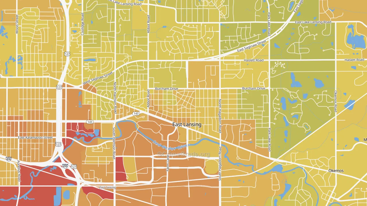 Bailey, East Lansing, MI Map of Vehicle Theft Rates