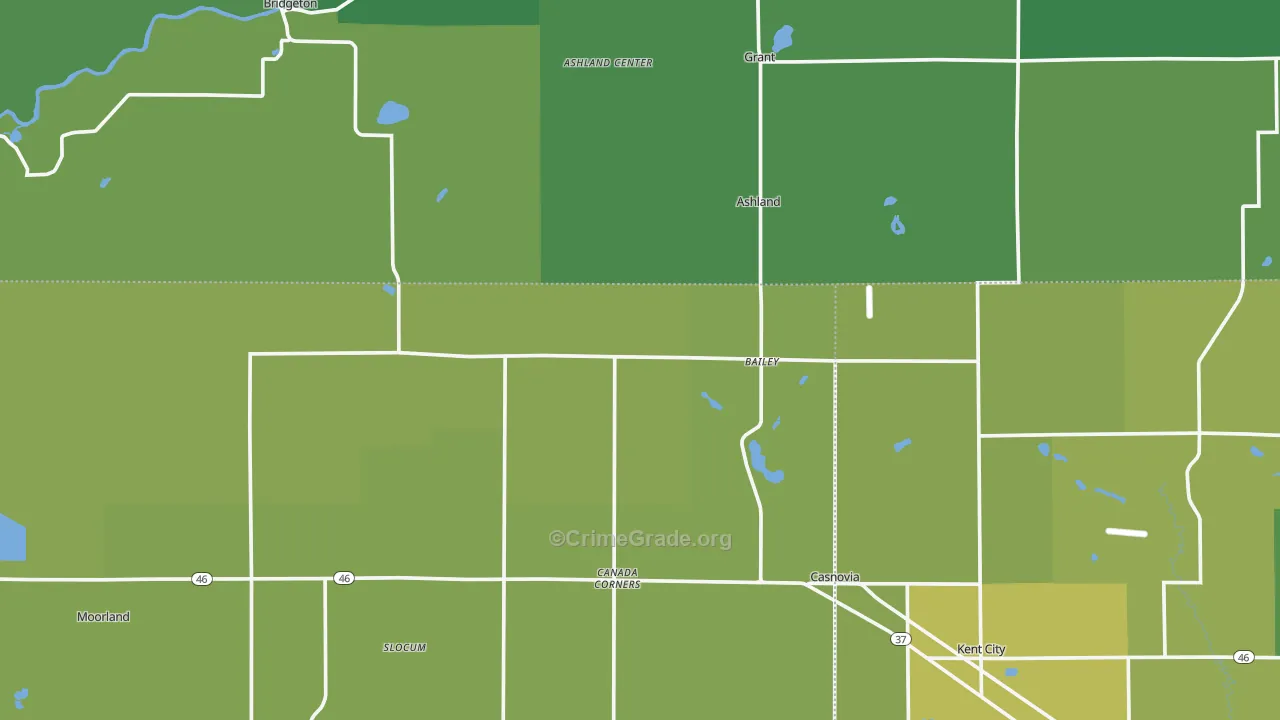 Bailey, MI Map of Vehicle Theft Rates