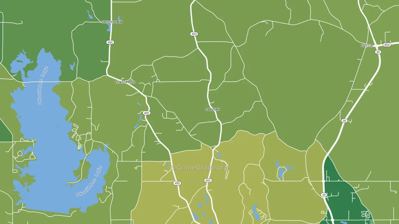 Bailey, MS Map of Vehicle Theft Rates